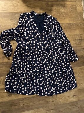J. Crew Navy Floral Tiered Mini Dress